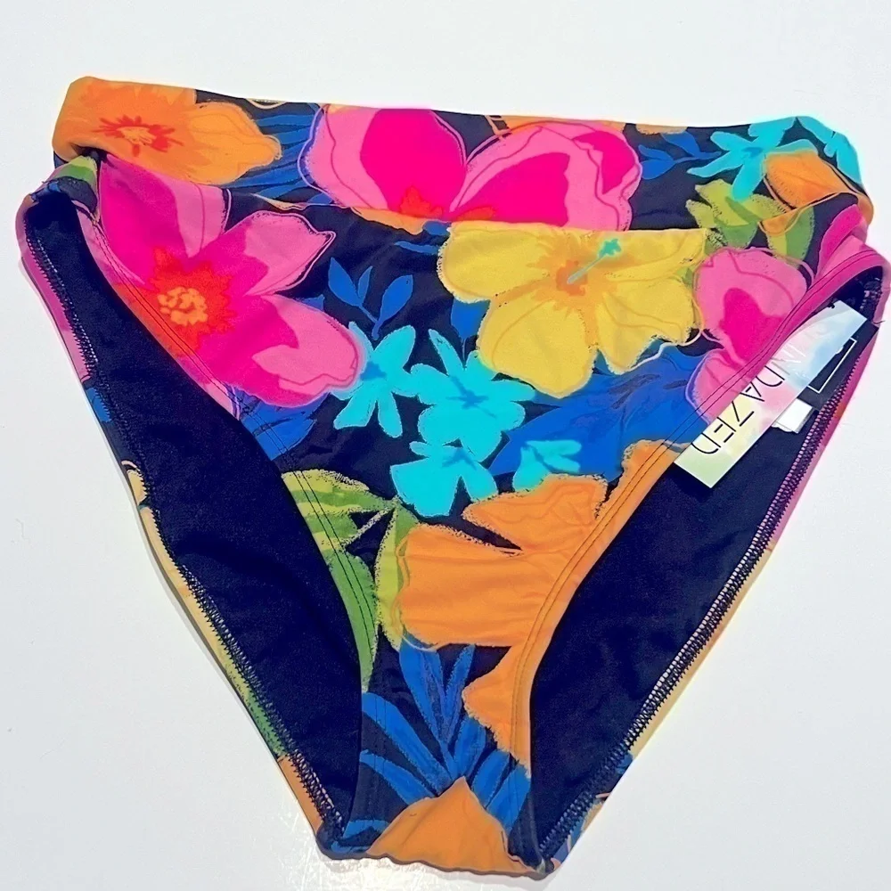 SUNDAZED Cora Floral-Print High-Waist Bikini Bottoms, multi XL